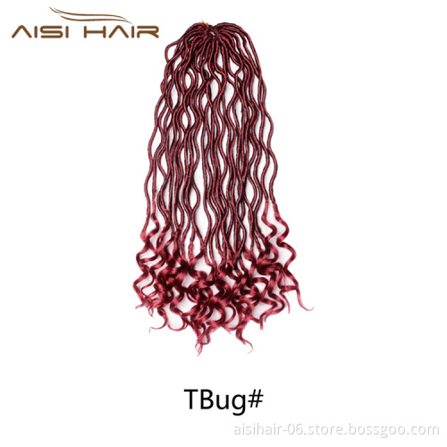 Aisi Hair Crochet Hair Extensions Faux Locs Curly Crochet Braiding Hair Synthetic Ombre Braids for African Americans